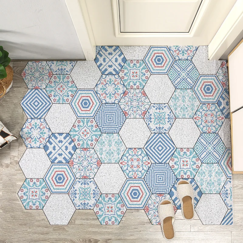 

Anti-Slip Door Mat PVC Silk Loop Mat Carpet DIY Doormat Home Carpet In The Hallway Doorway Non-Slip Waterproof Rug Carpet