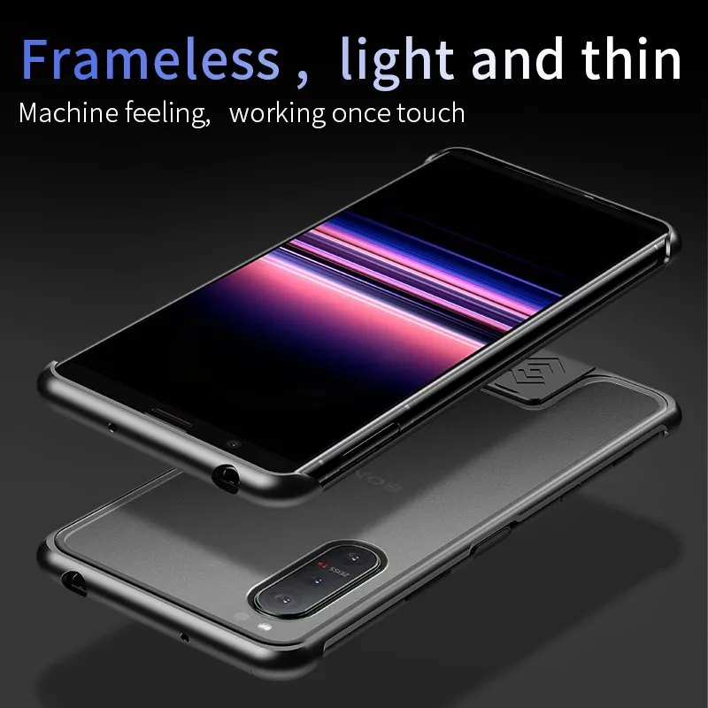shockproof frameless metal armor phone case for sony xperia 5 ii case push pull matte pc cover funda for sony xperia 1 5 ii case free global shipping