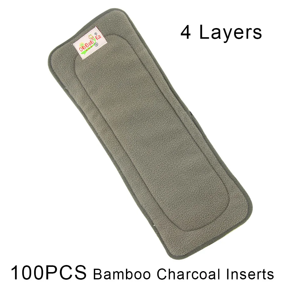 100pcs 4layers Ohbabyka 100 шт многоразовый бамбуковый угольный вкладыш детская ткань пеленки коврик вкладыш в подгузник меняющие вкладыши 5 слоев вставка для подгузников - Цвет: 100pcs 4layers