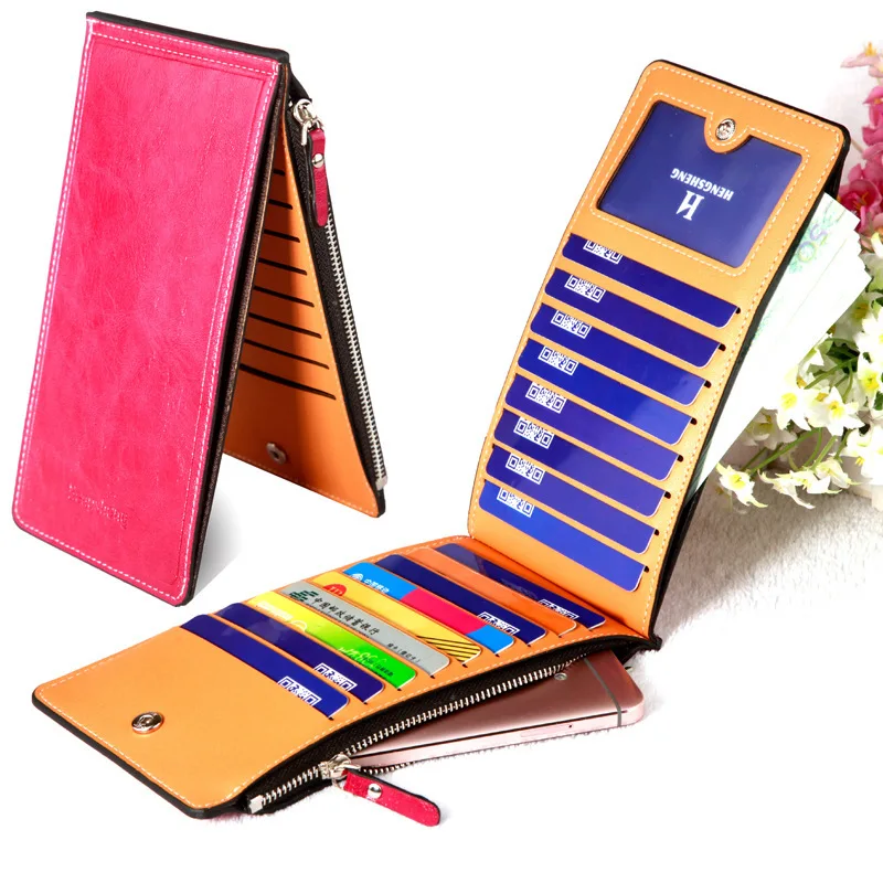 

Кожаный кошелек IKE MARTI для женщин, удлиненный Дамский клатч с кармашком для мелочи, бумажники на молнии