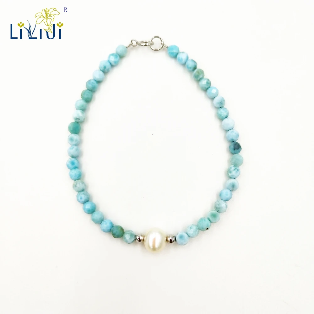 LiiJi уникальный натуральный камень синий Larimar 3 4 мм Круглые граненые бусы