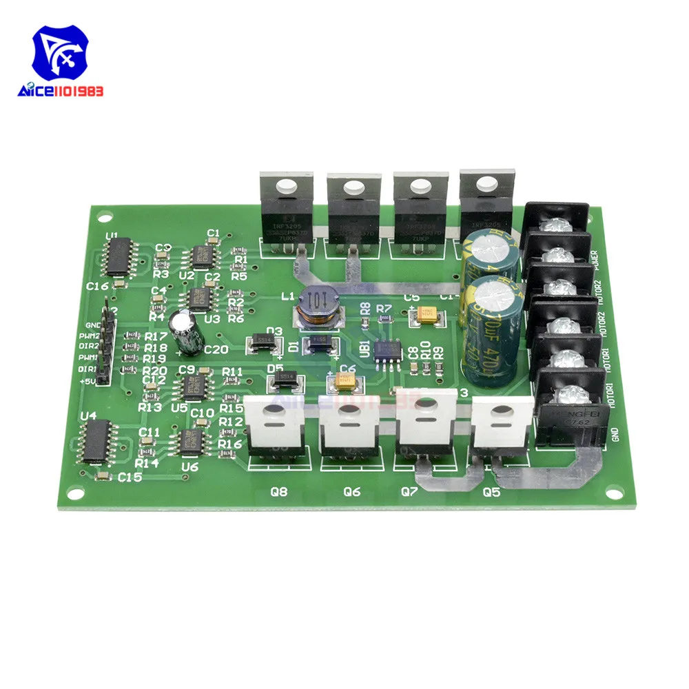 Плата драйвера двойного двигателя diymore DC 3 36 в 10 А Модуль H Bridge MOSFET IRF3205 для умного