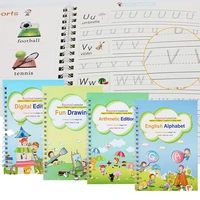 4 books reusable copybook for calligraphy learn alphabet painting arithmetic math children handwriting practice book for age 3 8