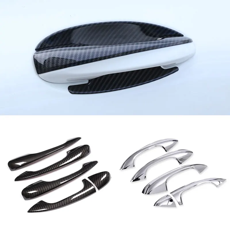 

For Mercedes Benz C E GLC Class W205 W213 X253 2017 2018 Car Carbon texture Exterior Door Handle Pull / Door Bowl Cover Trim