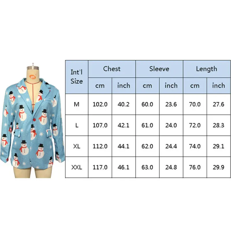 Модный костюм с принтом для рождественских праздников Мужской Блейзер на
