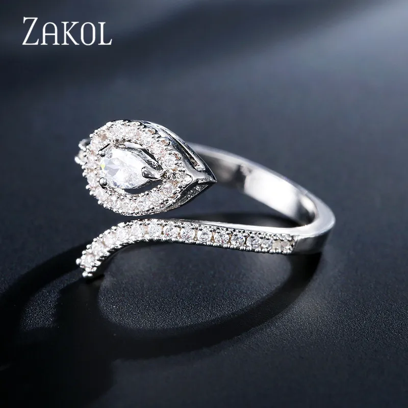 Женское облегающее кольцо с фианитом и микрозакрепкой FSRP2129 | Украшения