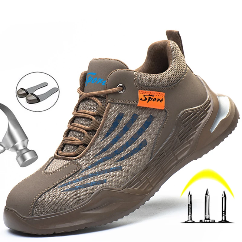 

Men Safety Shoes Boots Steel Toe Puncture-Proof Work Sneakers Breathable Boots Men Shoes Indestructible Work Safety Boots Men