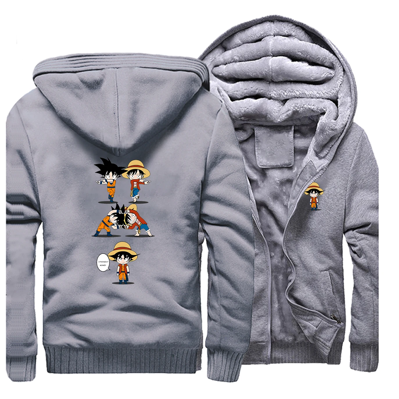 One Piece Luffy Winter Jacket Men Fleece Thick Dragon Ball Warm Mens Jackets And Coats Hoodie Sweatshirt Coat Sportswear | Мужская