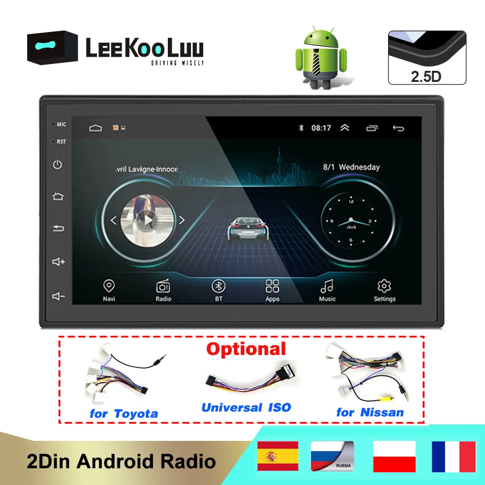 LeeKooLuu 2Din автомобильный радиоприемник андроид GPS Navi для VW Golf Polo Jetta ПАССАТ шаран Toyota
