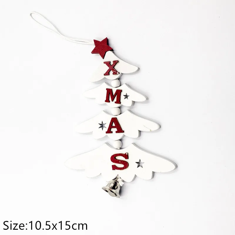 1pc-15-tree white Рождество Noel Счастливого Рождества деревянные подвесные украшения для рождественской елки украшения для дома Noel Navidad Декор новогодние подарки - Цвет: 1pc-15-tree white