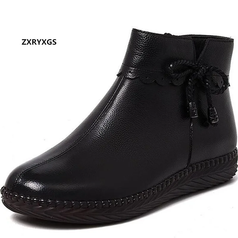 Женские ботинки из натуральной кожи с бантом на мягкой подошве | Обувь