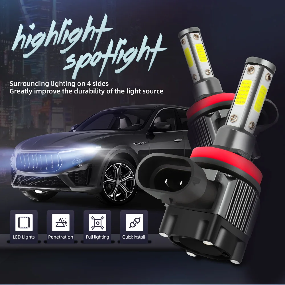 

H7 led 360° car headlight 60W LED bulb 10000Lm LED headlight 6000K positive white light H8 H9 H11 H4 9005 9006 headlight 12v 24v