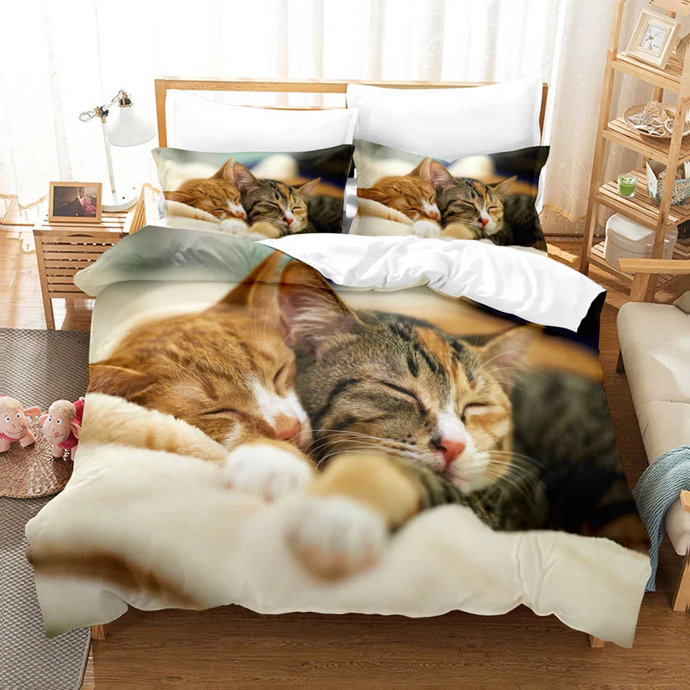 

Комплект постельного белья с изображением домашних кошек, односпальный Комплект постельного белья для односпального, двуспального, двуспа...