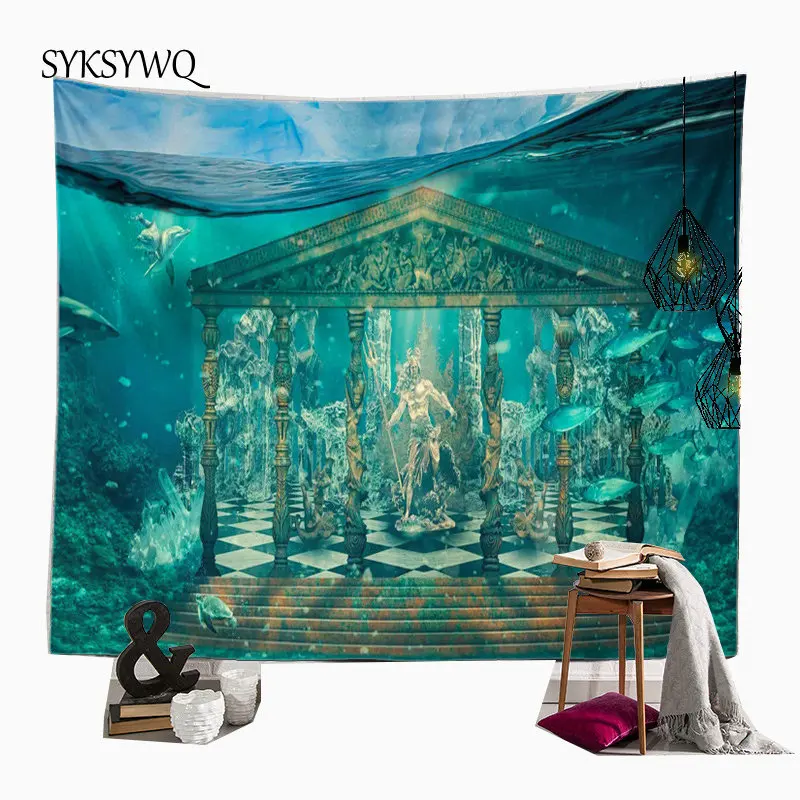 Посейдон гобелен настенный ковер греческая мифология настенное Одеяло