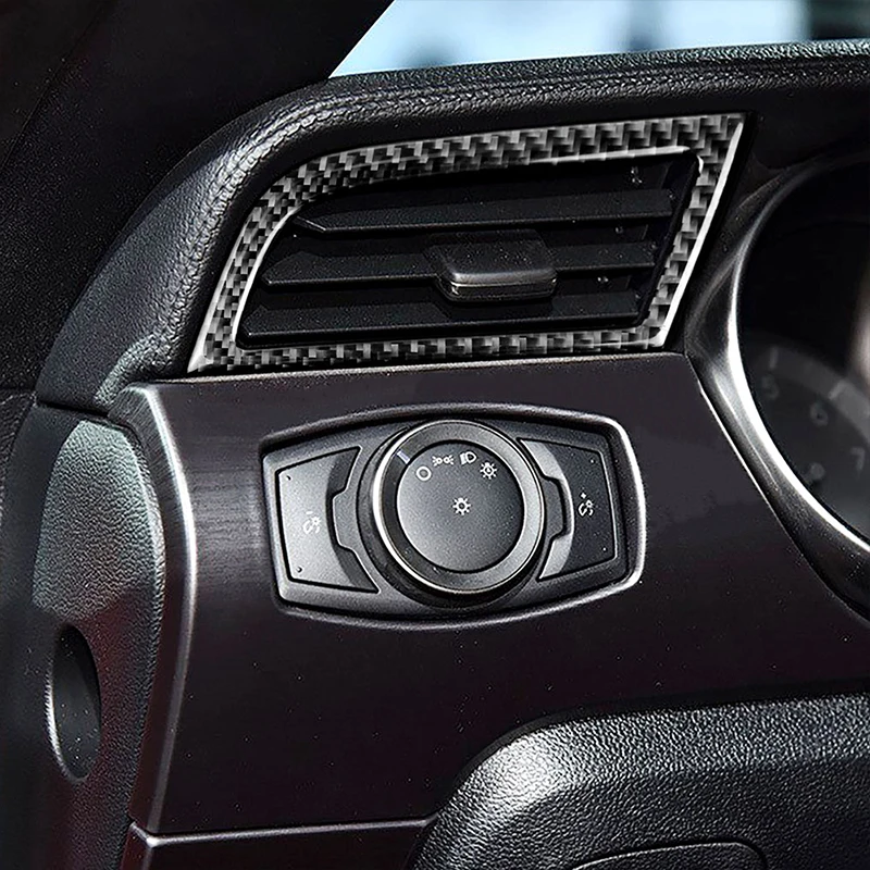 

2Pcs Black Red Carbon Fiber Air Vent Outlet Cover Frame Trim For Ford Mustang 2015-2019 Car Stickers