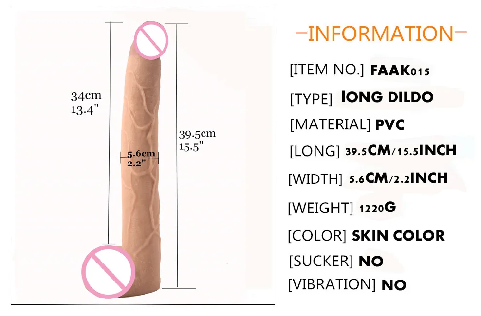 Супер длинный фаллоимитатор 15,5 дюйма, Реалистичный, 39,5 см, сверхдлинный пенис, большая Анальная пробка, глубокая вставка, секс-продукт для ж... от AliExpress RU&CIS NEW