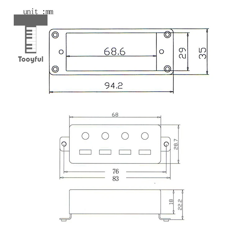 

2Pcs Plastic Electric Guitar Humbucker Pickups Bridge Neck Set with Black Frame for 4 String Electric Bass Pickups DIY