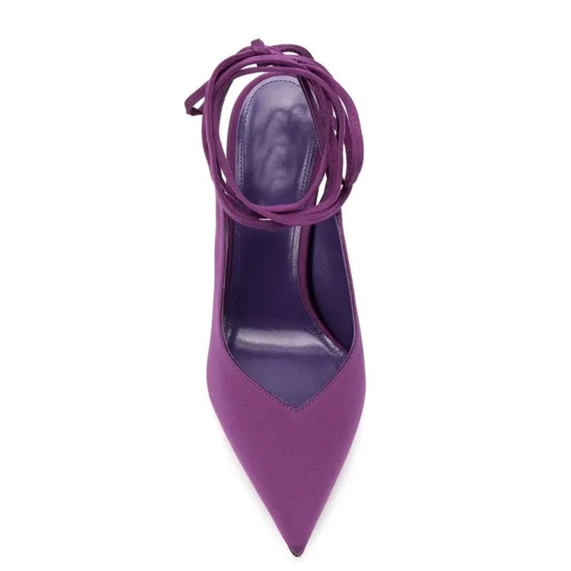 Босоножки женские на высоком каблуке крутые элегантные туфли-лодочки шнуровке