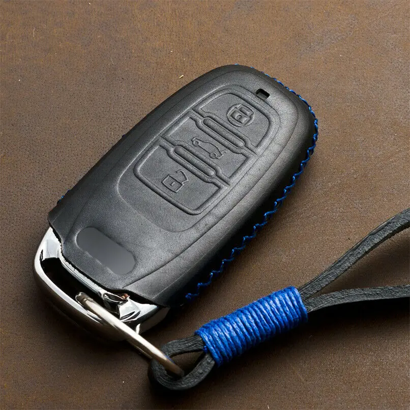 

For Audi A3 A4 A5 A6 A7 A8 Real Leather Retro Style Remote Key Shell Cover Case
