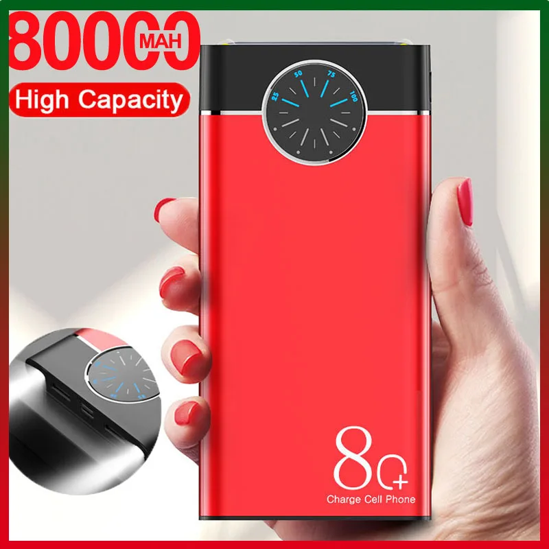 80000mAh внешний аккумулятор большой емкости портативное зарядное устройство 2USB LED