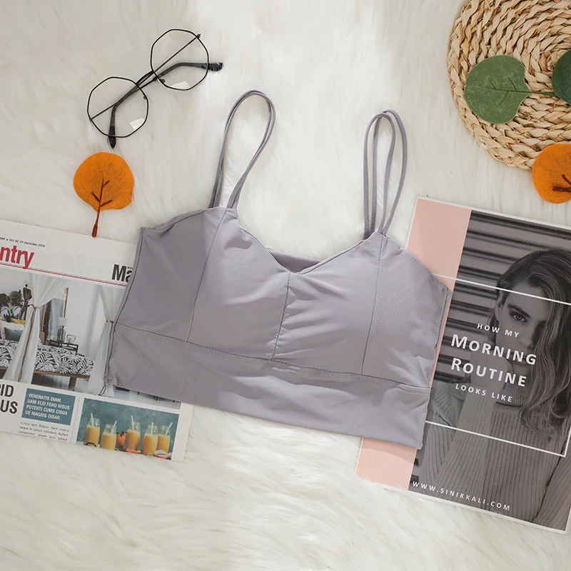 

CHRLEISURE New Ice Silk Bra Underwear Push Up Sports Sling Wireless Breast Wrap Small Chest Beautiful Back Wrapped Chest