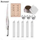 Microblading tebori Макияж Комплекты для татуировок Руководство Ручка бровей практика пигмент набор с 9pin иглы Лезвие Чернила кольцо Средства ухода за кожей Книги по искусству Инструменты