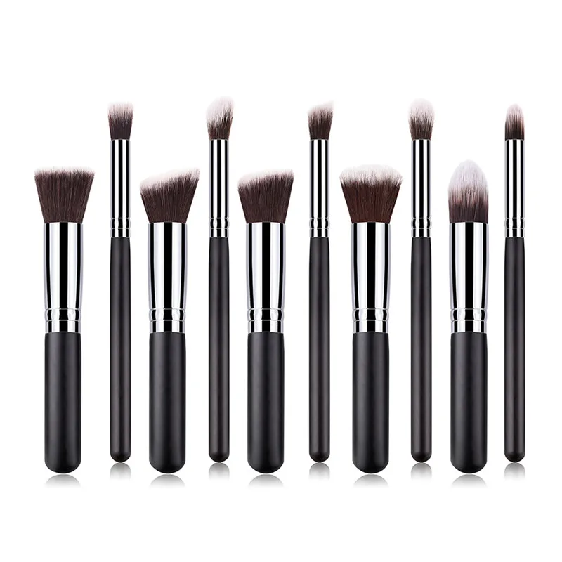 10 Pcs/Set Silver/Golden Makeup Brushes Set pincel maquiagem Cosmetics maquillaje Tool Powder Eyeshadow Cosmetic Sets | Красота и