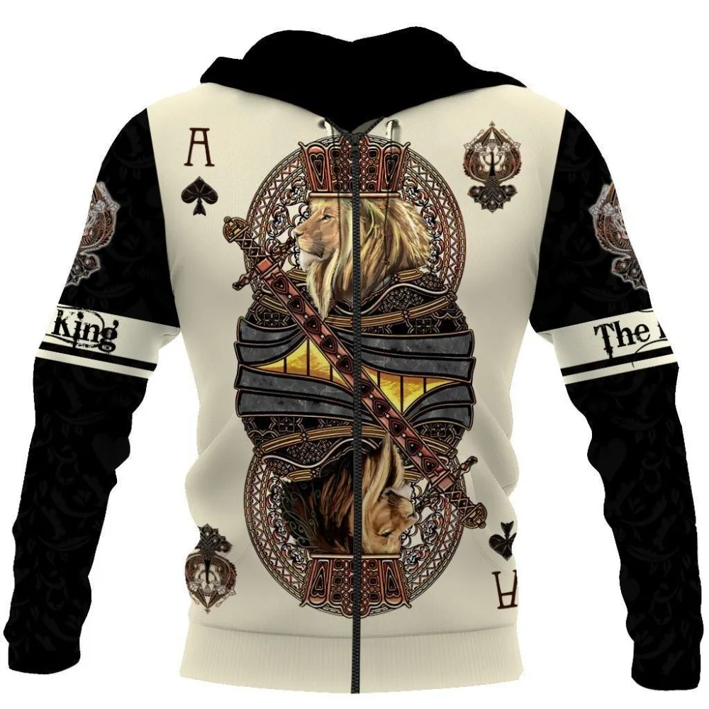 

3D All Over Printed Unisex King Ace Spade Lion Poker Deluxe Hoodie Men Sweatshirt Zip Pullover Casual Jacket Tracksuits