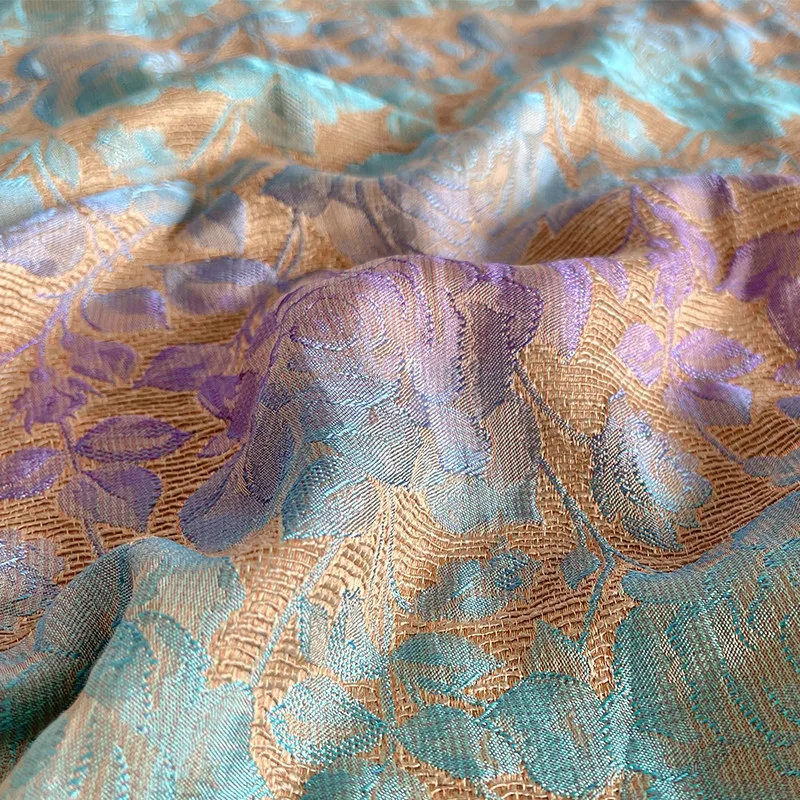

146cm Width Double color flower jacquard linen fashion fabric cheongsam Han dress half skirt spring and autumn fabric