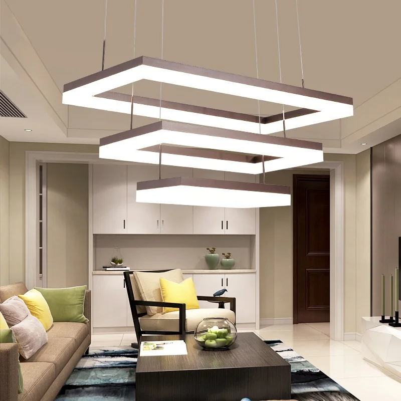 

Modern rectangular LED chandelier Residential living room dining room study bedroom chandelier Commercial decorative chandelier