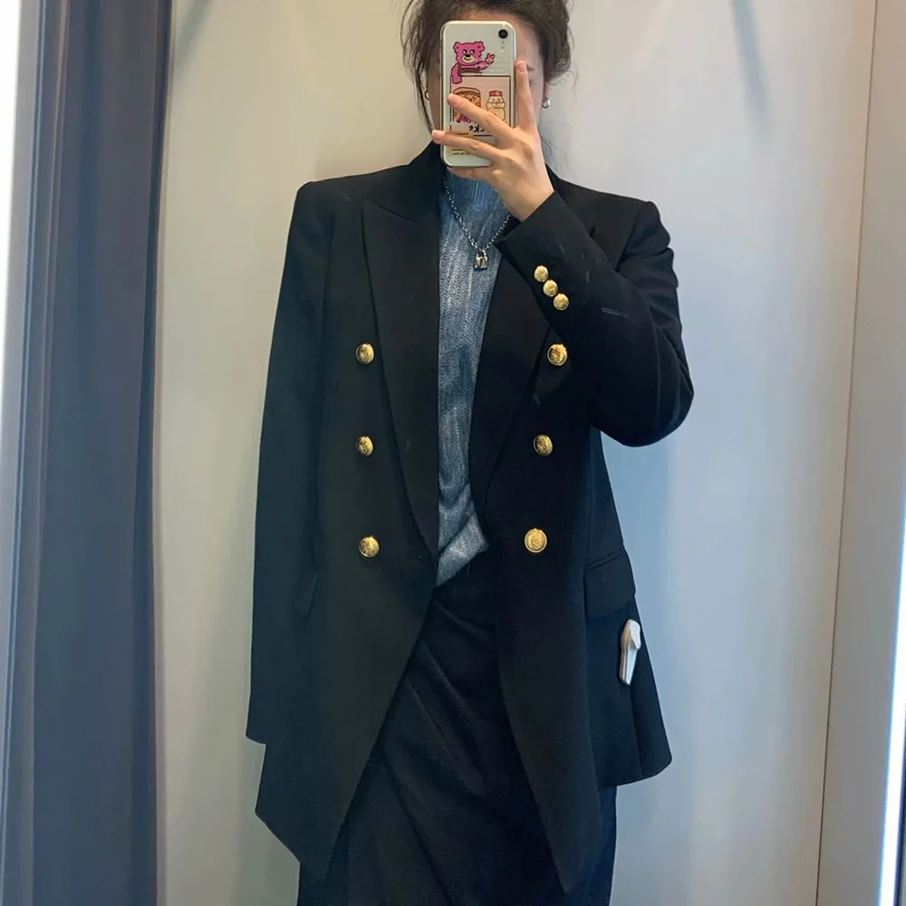 

2021Spring Ladies elegant formal style high quality double breasted Slim Blazet blazers