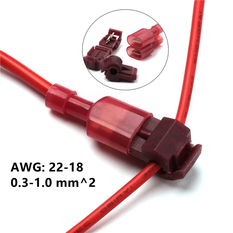 100/50pcs T Tap Wire Connector Quick Electrical Cable Connectors Snap Splice Lock Terminals Crimp Waterproof | Обустройство дома