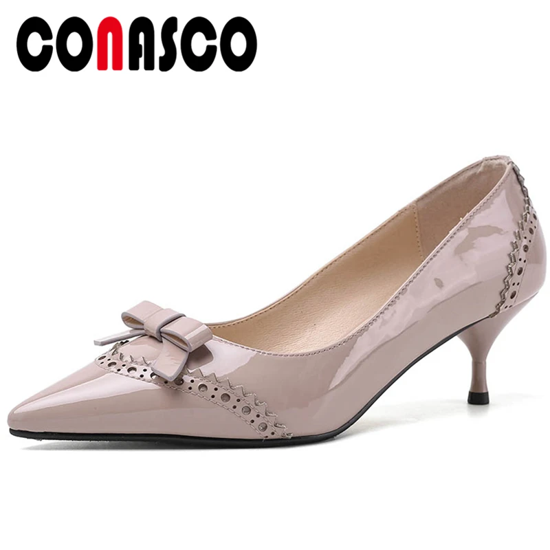 

CONASCO прелестные модные туфли из натуральной кожи; Женские ботинки; Туфли-лодочки с заостренным носком на высоком каблуке; Сезон весна новая ...