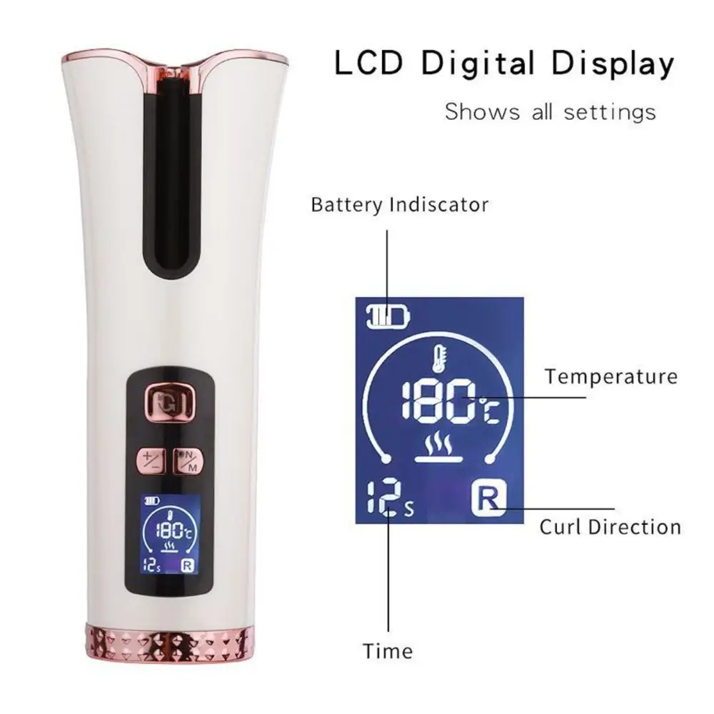 

Portable Automatic Curler Multifunctional USB Charging Travel Intelligent Wireless Liquid Crystal Electric Curler