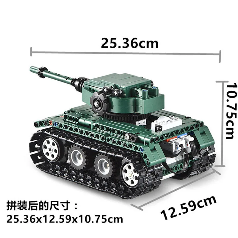 

313PCS C51018 Military Technic Series Electric RC Tiger 1 Tank High Simulation Model Building Blocks Classic Toys Gift