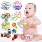 Погремушка-мячик для новорожденных 0-12 месяцев, безопасная игрушка для прорезывания зубов, мягкий пластиковый ручной колокольчик, игрушка для раннего развития, подарок