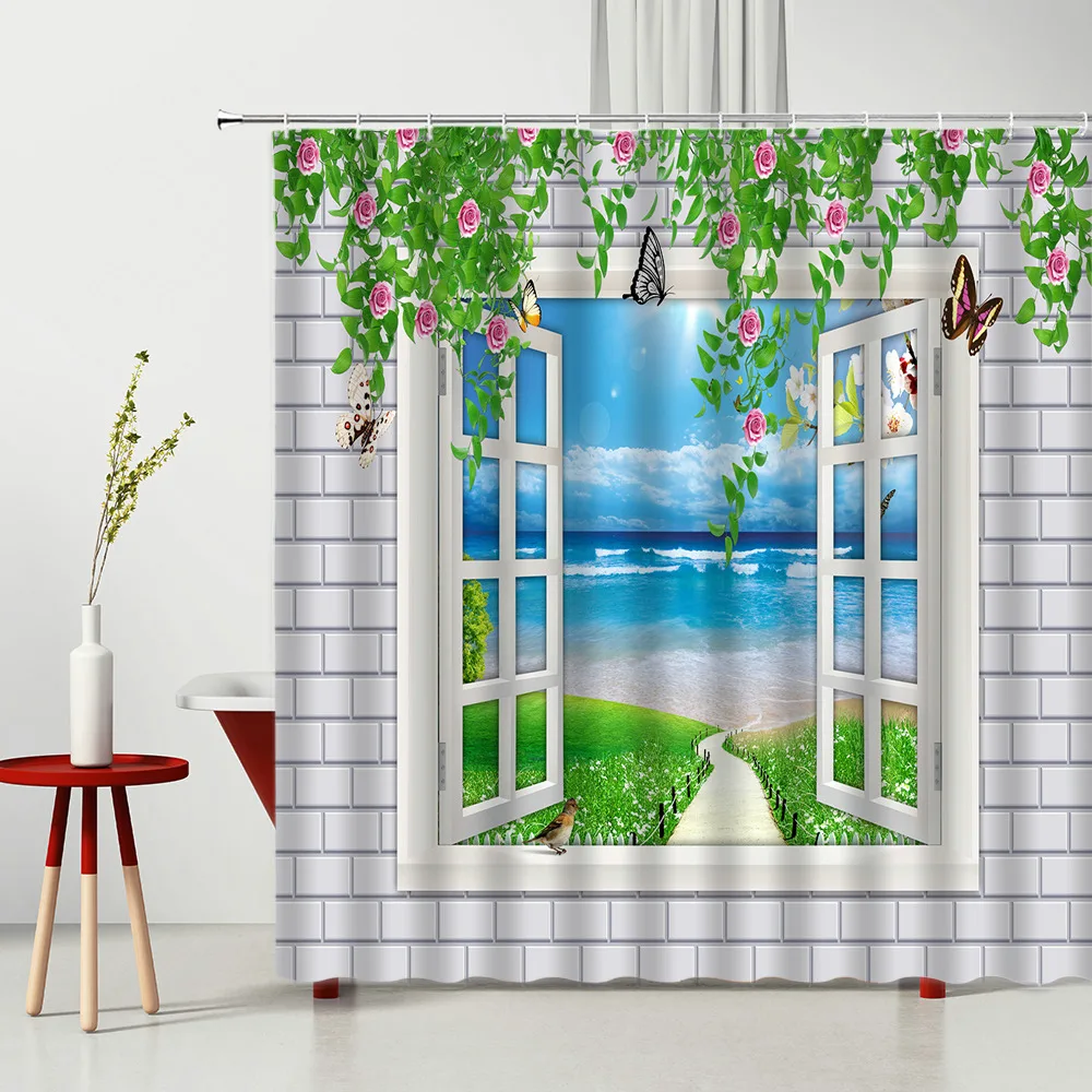 Китайский ландшафт цветы для душа узор пруда геометрический декоративные