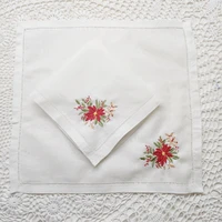 12 pcs handkerchiefs white linen fabric cloth wedding hankies hemstitched border embroidery floral hanky 13%e2%80%9cx13