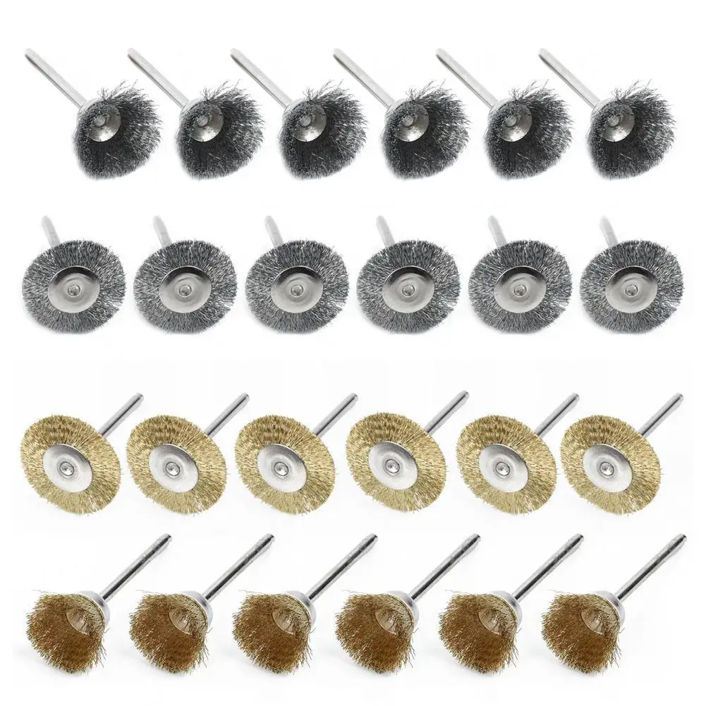 36 шт./компл. латунные щетки стальные проволочные колеса дрель роторные