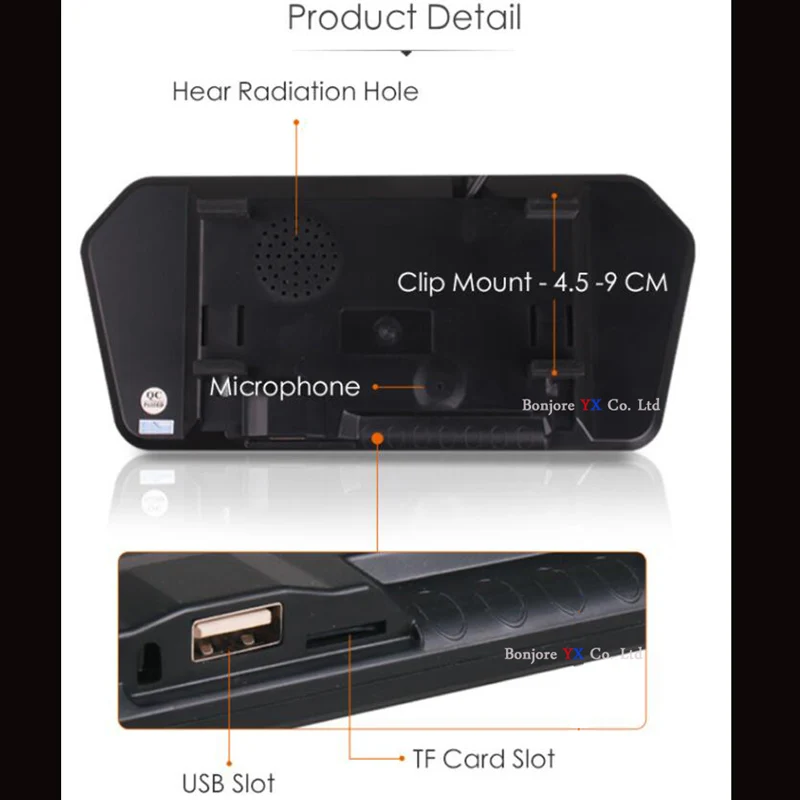 HD 7 дюймовый дисплей 1024*600 автомобильный монитор зеркала Bluetooth MP5 со слотом USB/SD