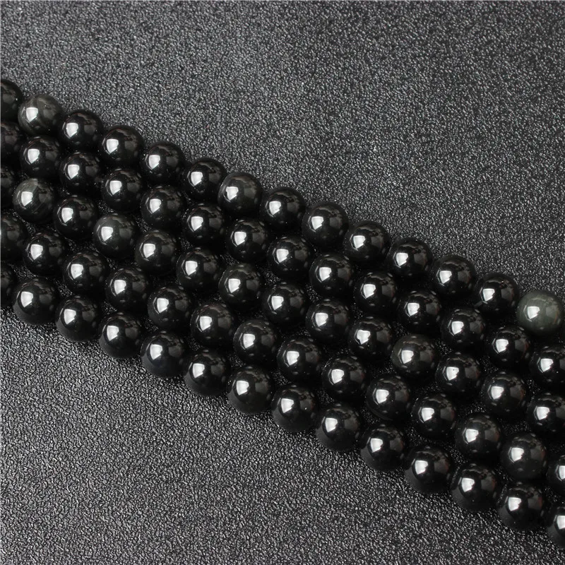 

Natural stone round bead gold Obsidian loose bead 6 / 8 / 10 / 12mm suitable for jewelry making DIY Bracelet Necklace