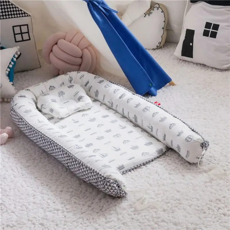 Детская двухсторонняя дорожная кровать мягкая подушка для сна