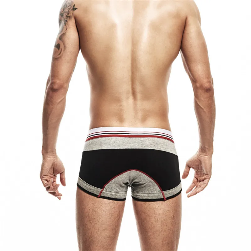 5pcs Mens Inner Pants Super Soft Cotton Color Matching U Convex Four-corner Shorts Men Striped Waist Belts Underpants