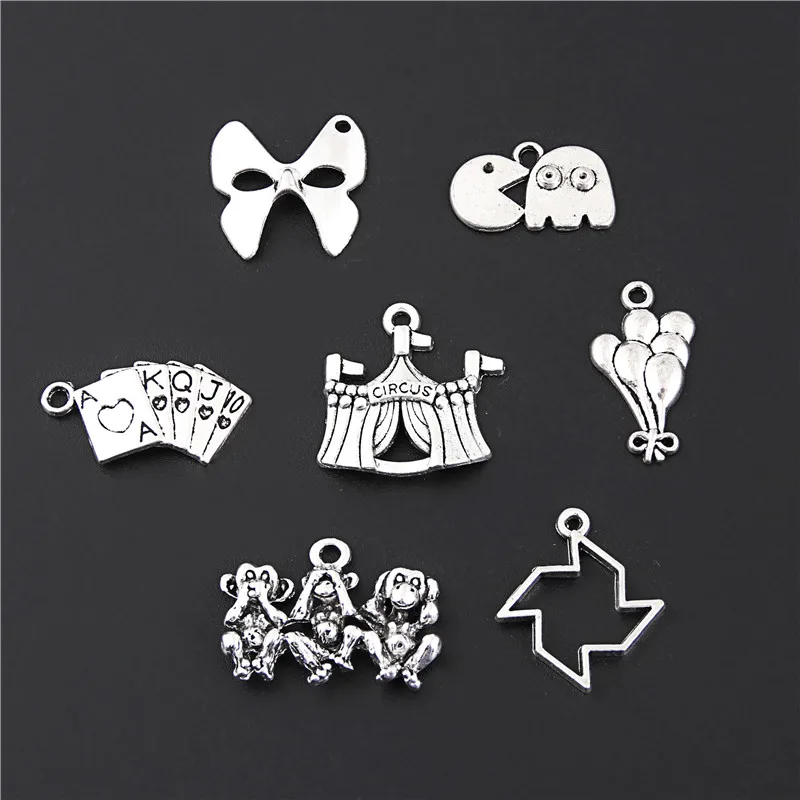 7 шт микс шармы Цирк обезьяна серебряный цвет кулон для женщин браслет