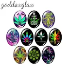 TB0244 психоделические Горшок Листьев 10 шт, смешанные цвета, 13x1 8 мм18x2 5 мм30x40 мм Овальный фото стекло кабошон демо с плоской задней частью, украшения своими руками