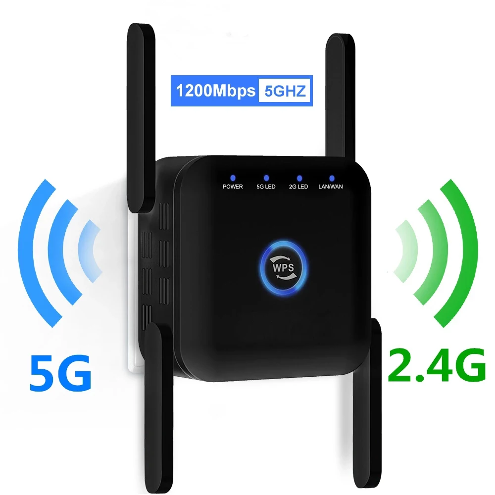 

5G WiFi Repeater WiFi Amplifier 5Ghz WiFi Long Range Extender 1200M Wireless Wi Fi Booster Home Wi-Fi Internet Signal Amplifier