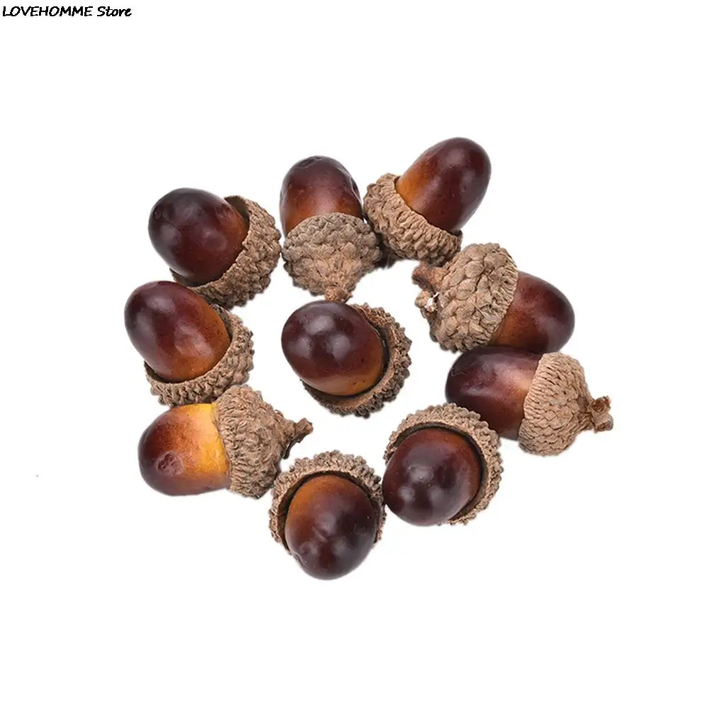 

10PCS Artificial Lifelike Simulation Small Acorn Plant Decoration Fake Fruit Autumn Home House Kitchen Decor Photography Props