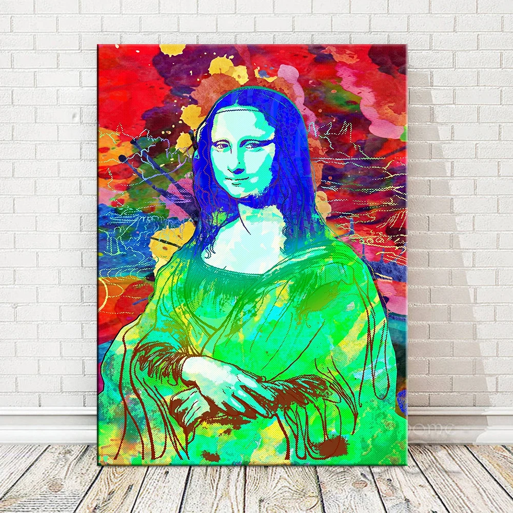 

Nordic Minimalism Graffiti Mona Lisa Poster Wall Art Canvas Prints Color Painting Modular Pictures Living Room Modern Home Decor