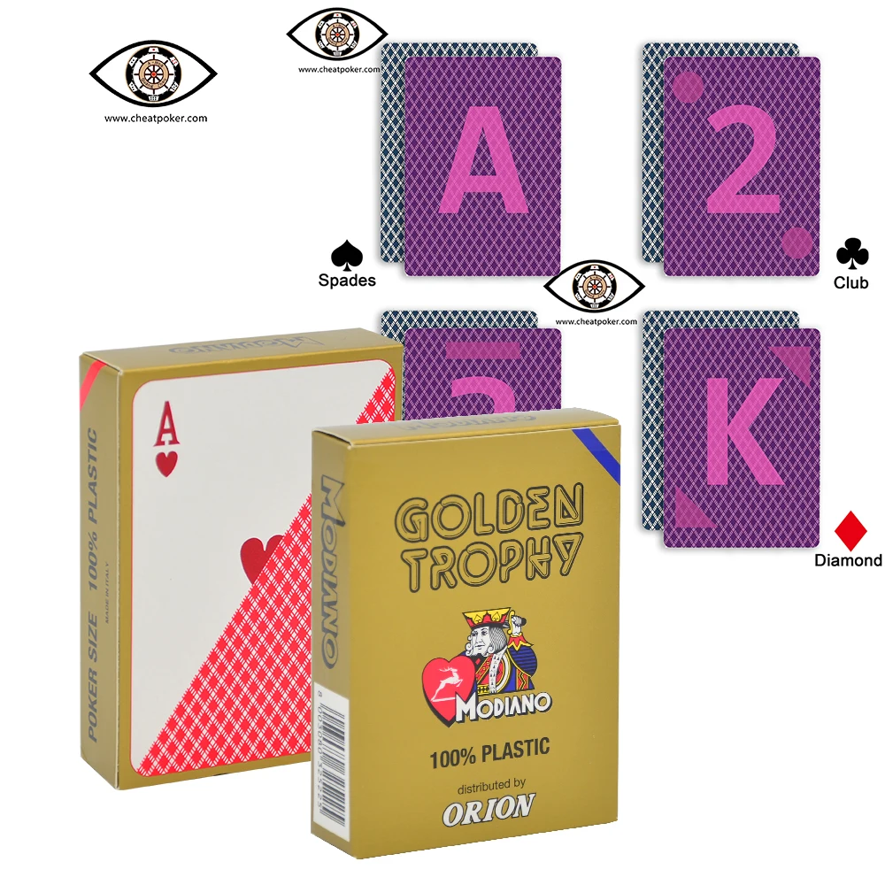 

Mark Card Modiano Golden Trophy Infrared Marked Playing Cards for Contact Lenses Plastic Magic Deck for Tricks Anti Cheat Poker