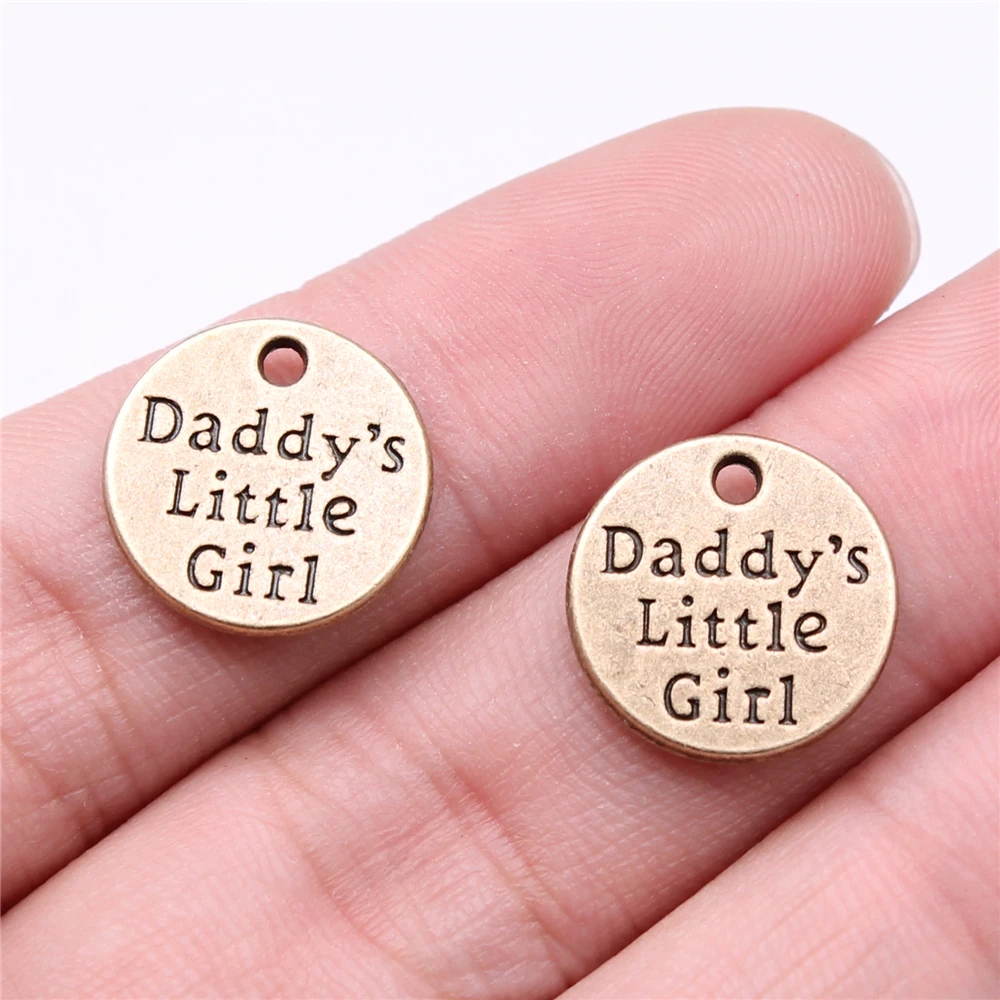 

WYSIWYG 10pcs Charms 15x15mm Daddy'S Little Girl Pendants For DIY Jewelry Making Antique Bronze Color Alloy Charms